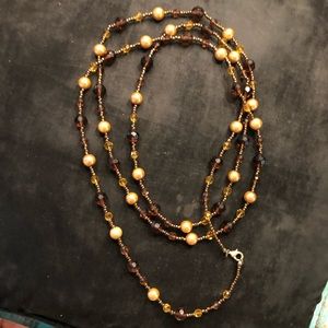 Long brown braided necklace